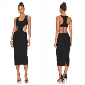 h:ours Zoraida Midi Dress in Black NWOT
